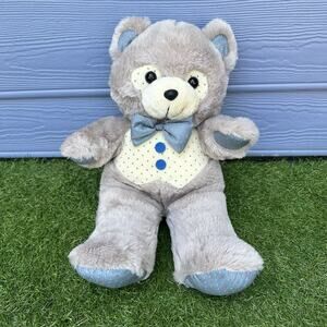 Vintage MTY International‎ Co Bear Plush Stuffed Animal Bowtie Toy Lovey Kidcore